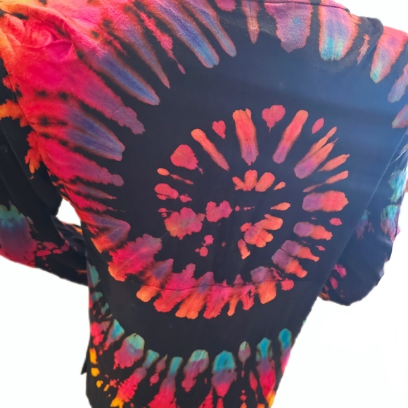 TIE DYE Black Rayon Stretch L/S Cardigan OS NEW - Picture 6 of 7